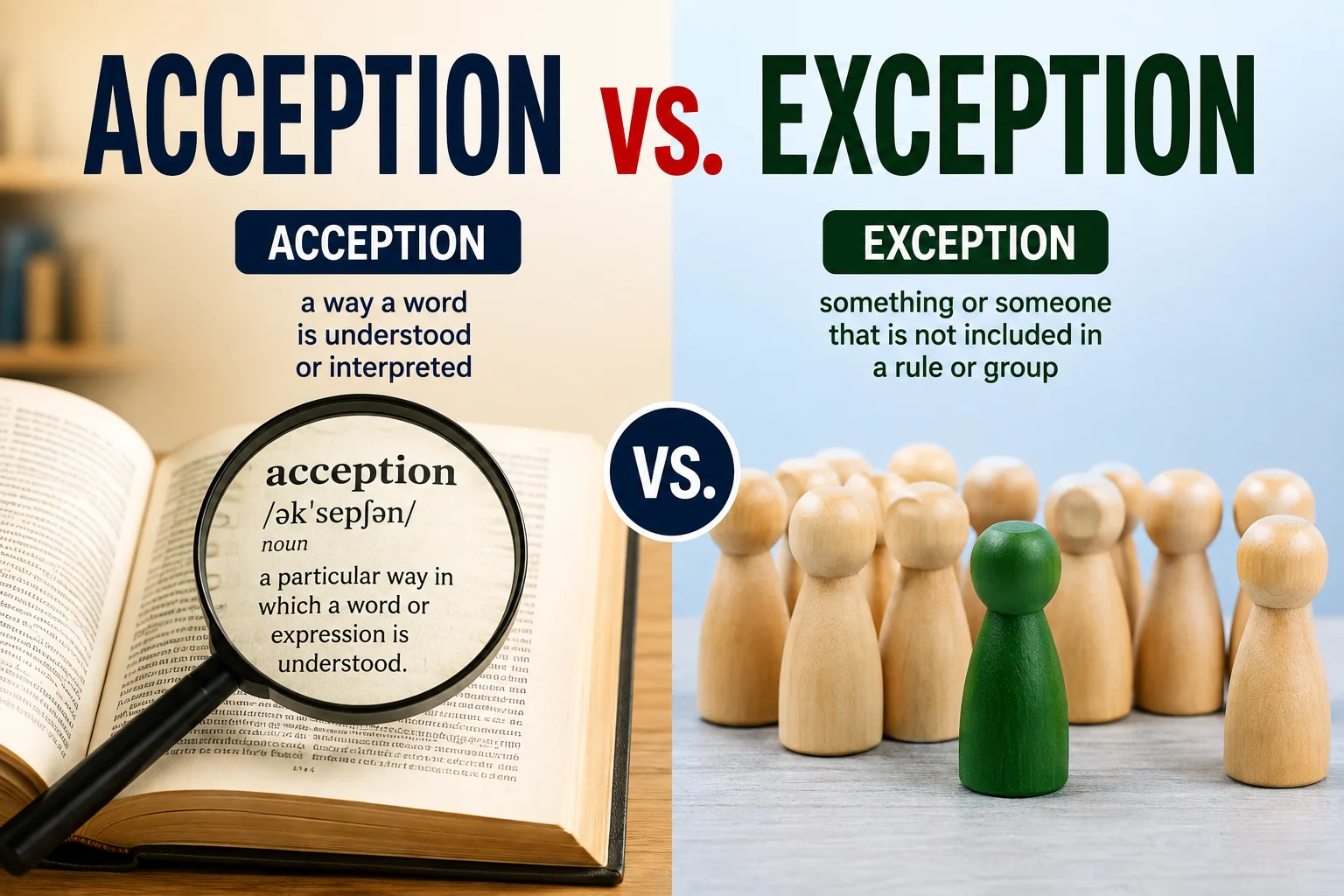 Acception vs. Exception