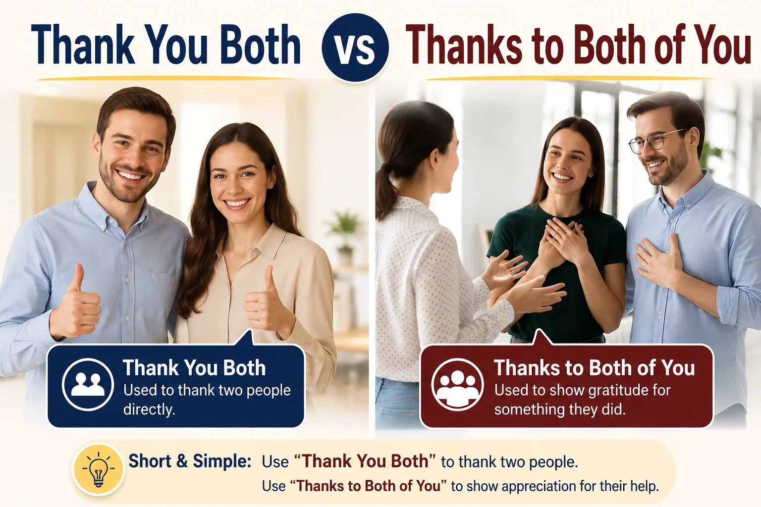 Thank You Both vs Thanks to Both of You