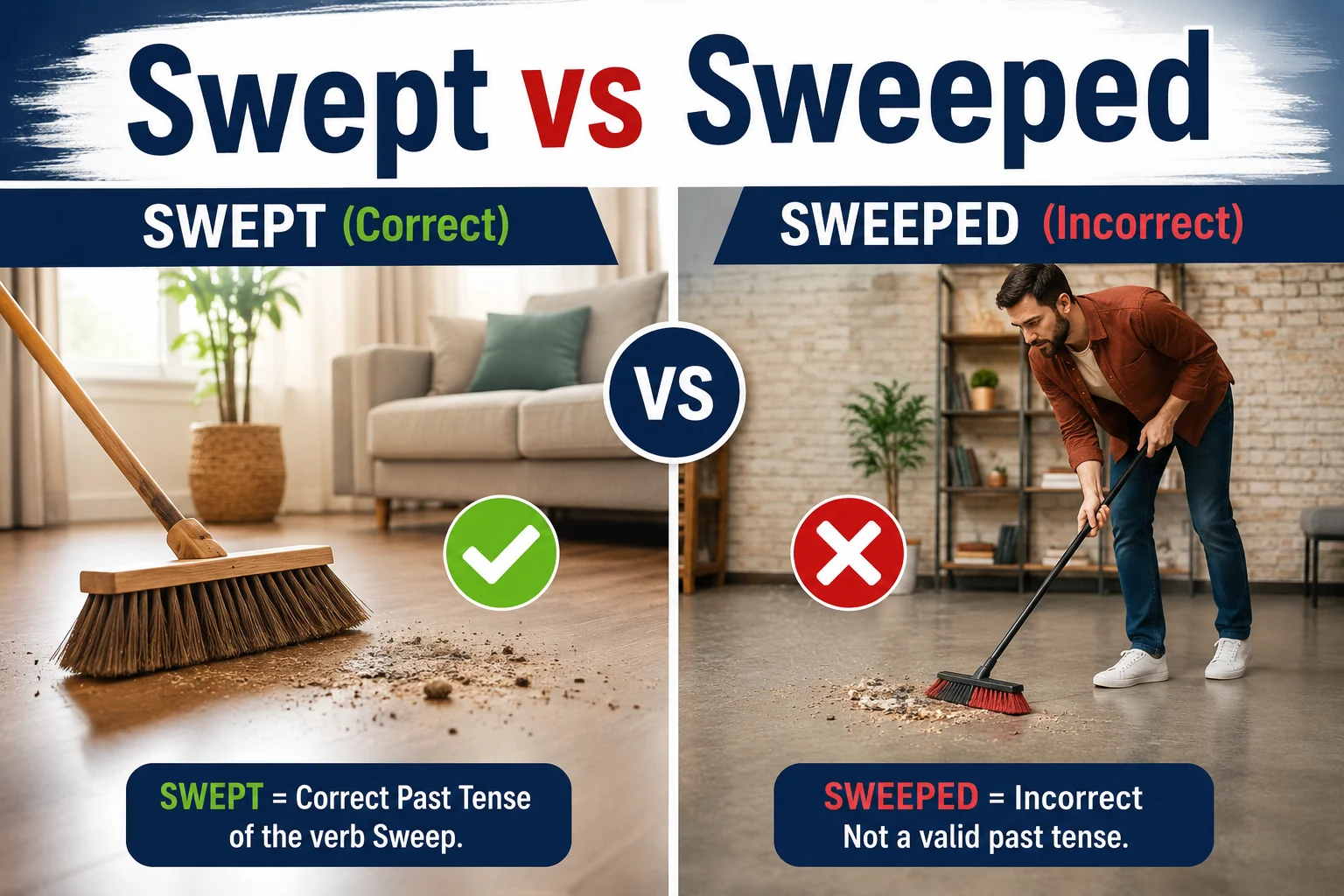 Swept vs Sweeped
